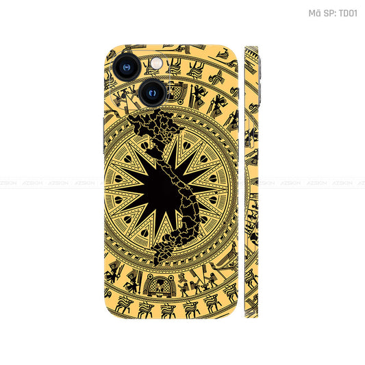 Dán Skin IPhone 14 Series Vân Nổi Trống Đồng | TD01