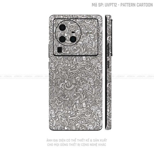 Dán Skin Vivo X Series Vân Pattern Cartoon Trắng | UVPT12