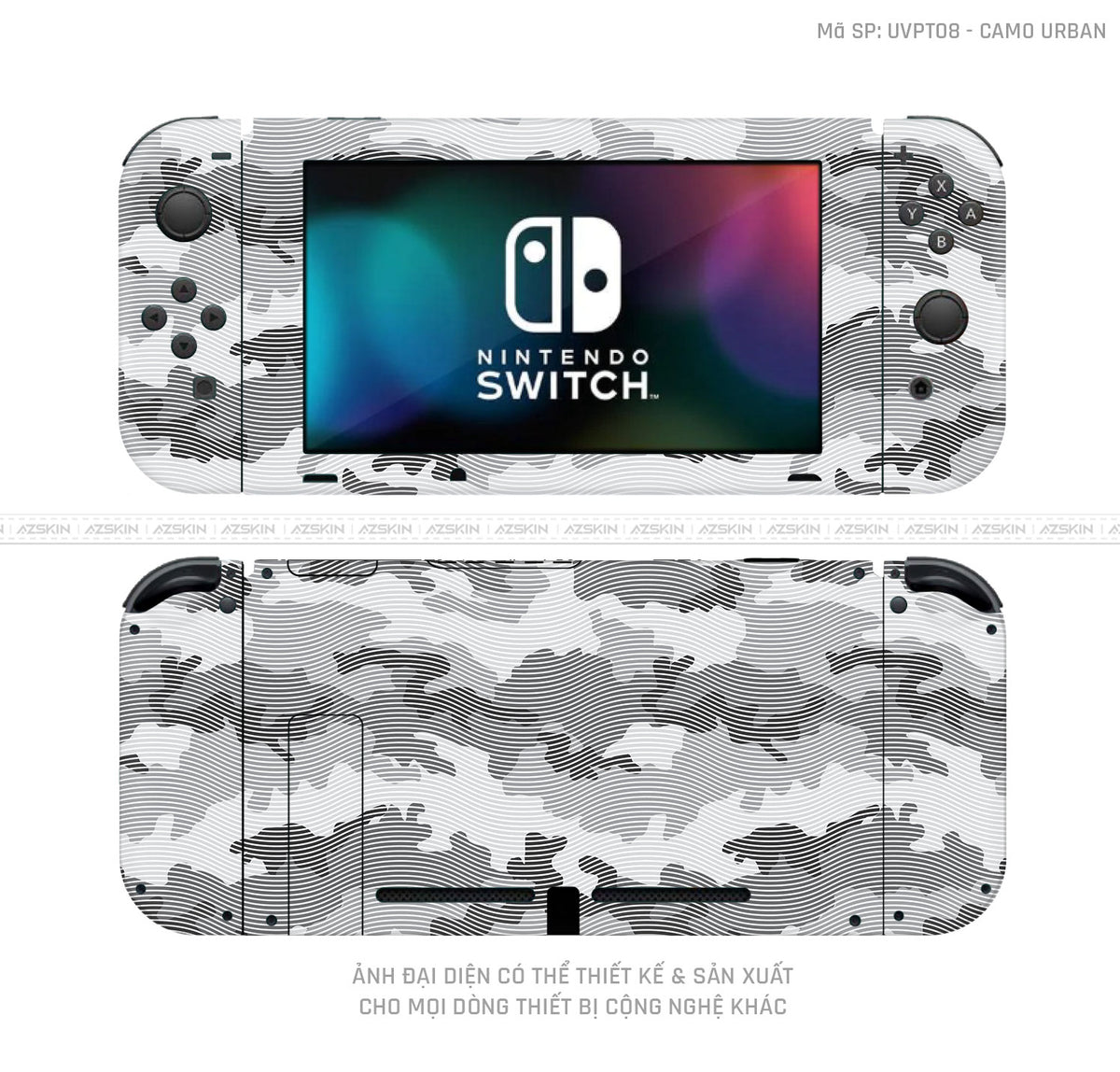 Dán Skin Máy Chơi Game Nintendo Switch Vân Camo Digital Trắng | UVPT08