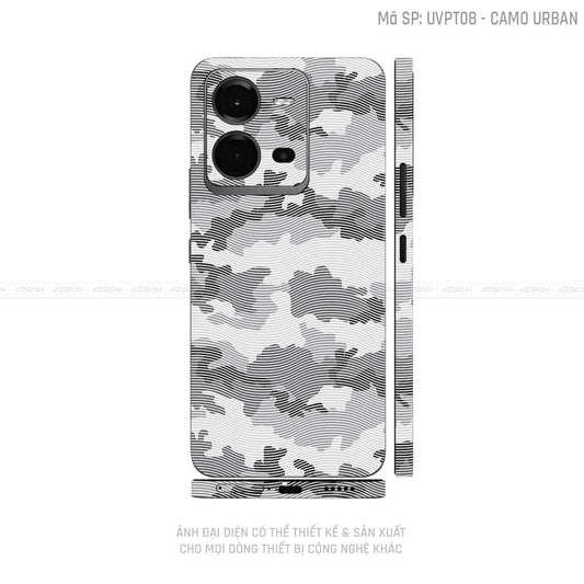Dán Skin Vivo V Series Vân Camo Urban Trắng | UVPT08