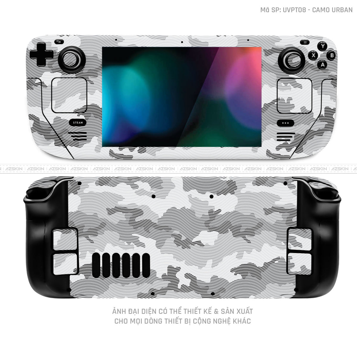 Dán Skin Máy Chơi Game Steam Deck Vân Camo Urban Trắng | UVPT08