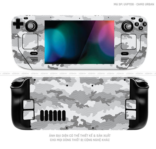 Dán Skin Máy Chơi Game Steam Deck Vân Camo Urban Trắng | UVPT08