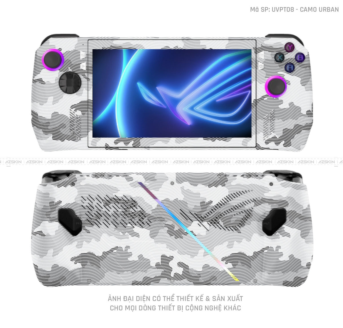 Dán Skin Máy Chơi Game Asus ROG Vân Camo Urban Trắng | UVPT08