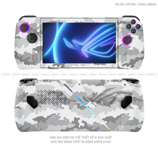 Dán Skin Máy Chơi Game Asus ROG Vân Camo Urban Trắng | UVPT08
