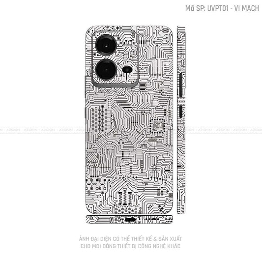 Dán Skin Vivo V Series Vân Vi Mạch Trắng | UVPT01