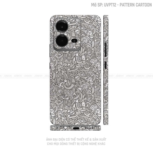 Dán Skin Vivo V Series Vân Pattern Cartoon Trắng | UVPT12