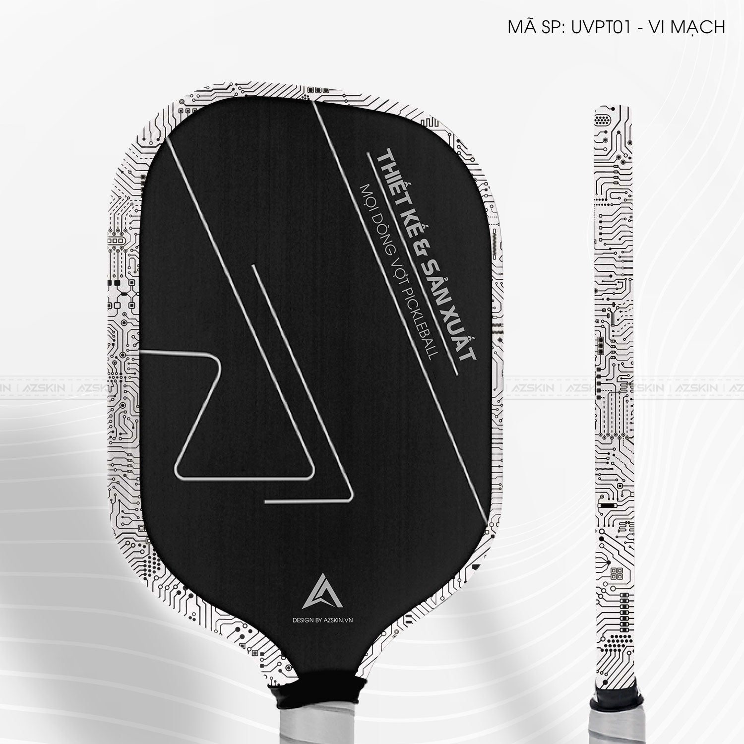 Miếng Dán Viền Vợt Pickleball Skin Vân Nổi Vi Mạch Trắng | UVPT01