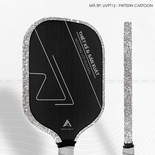 Miếng Dán Viền Vợt Pickleball Skin Vân Nổi Pattern Cartoon Trắng | UVPT12