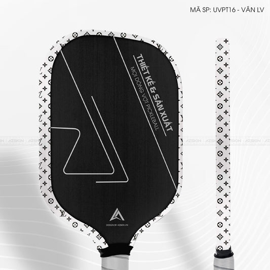 Miếng Dán Viền Vợt Pickleball Skin Vân Nổi LV Trắng | UVPT16