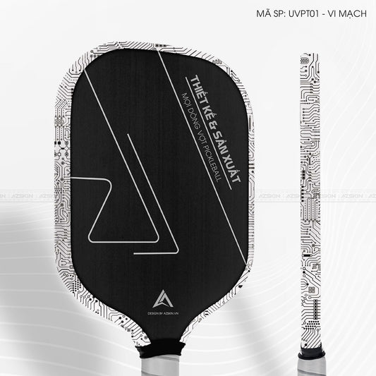 Miếng Dán Viền Vợt Pickleball Skin Vân Nổi Vi Mạch Trắng | UVPT01