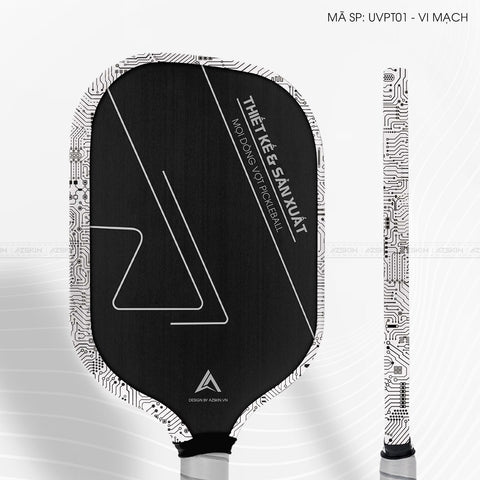 Miếng Dán Viền Vợt Pickleball Skin Vân Nổi Vi Mạch Trắng | UVPT01