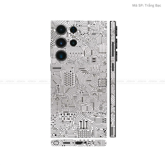 Dán Skin Samsung Galaxy S24 Series Vân Nổi Vi Mạch Bạc | UVPT01