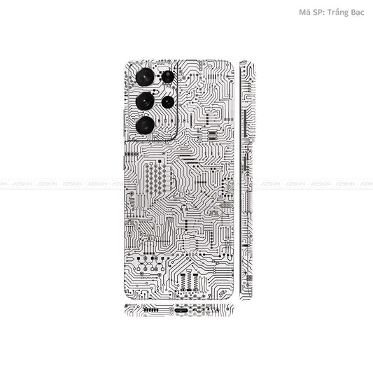 Dán Skin Galaxy S21 Series Vân Vi Mạch Trắng | UVPT01