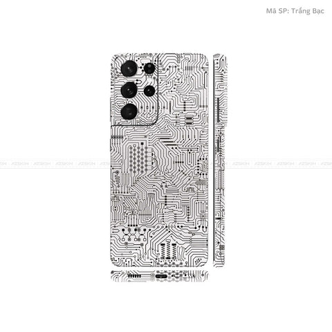 Dán Skin Galaxy S21 Series Vân Vi Mạch Trắng | UVPT01