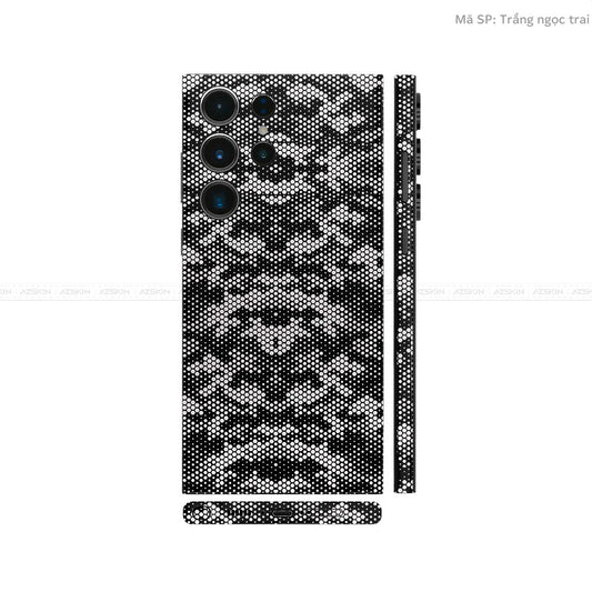 Dán Skin Samsung Galaxy S24 Series Vân Nổi Mamba Trắng | UVPT05