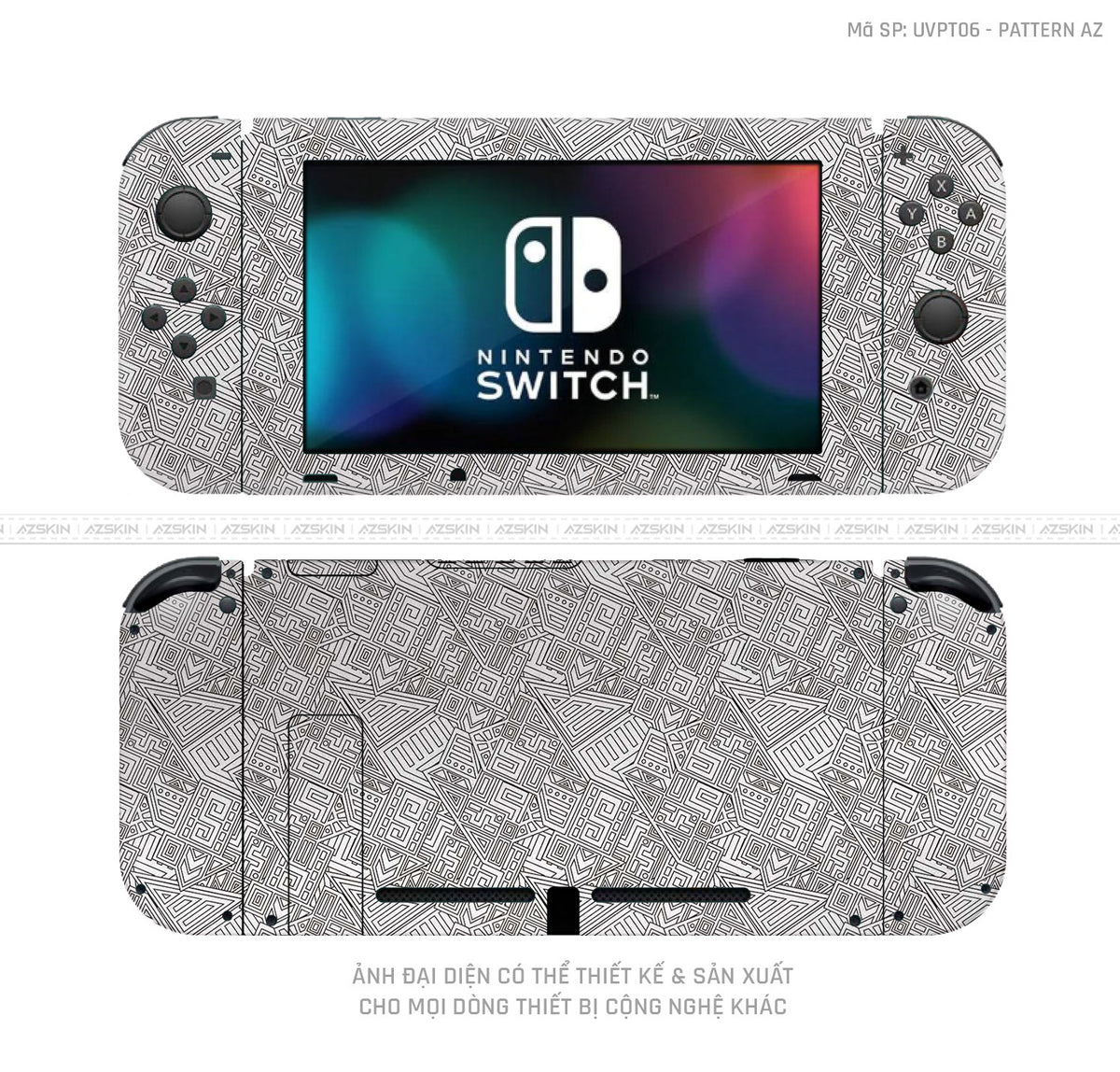 Dán Skin Máy Chơi Game Nintendo Switch Pattern AZ Trắng | UVPT06