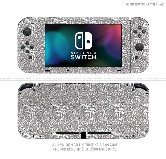 Dán Skin Máy Chơi Game Nintendo Switch Pattern AZ Trắng | UVPT06