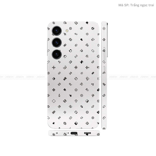 Dán Skin Galaxy S23 Series Vân Nổi Pattern ICON Trắng | UVPT04