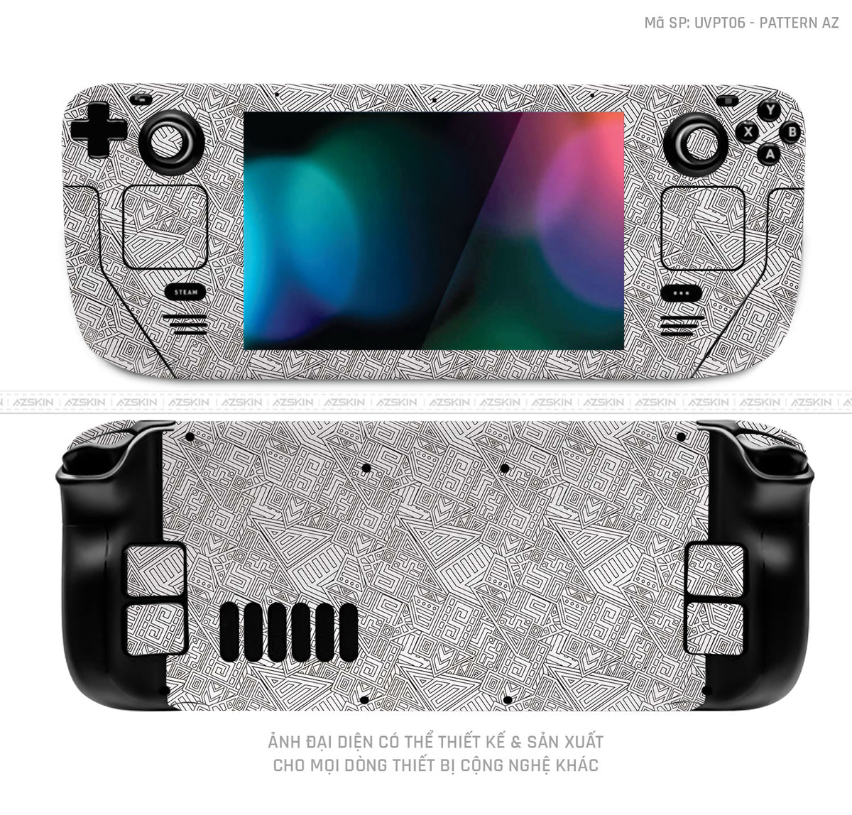 Dán Skin Máy Chơi Game Steam Deck Vân Pattern AZ Trắng | UVPT06