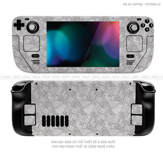 Dán Skin Máy Chơi Game Steam Deck Vân Pattern AZ Trắng | UVPT06