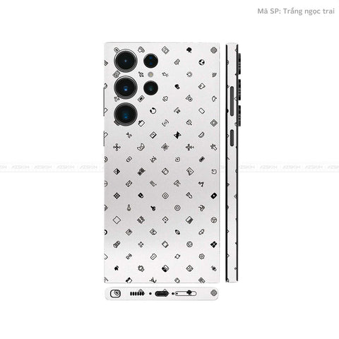 Dán Skin Galaxy S23 Series Vân Nổi Pattern ICON Trắng | UVPT04