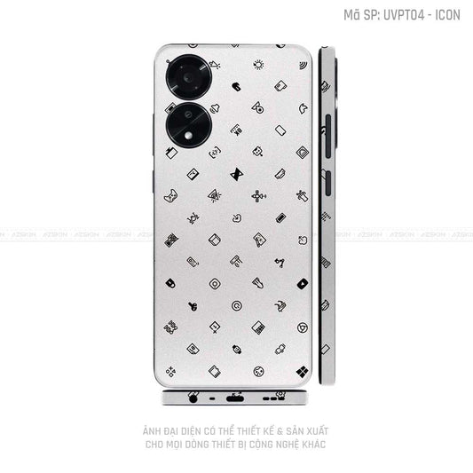 Miếng Dán Skin Điện Thoại OPPO A Series Vân Nổi ICON Trắng | UVPT04