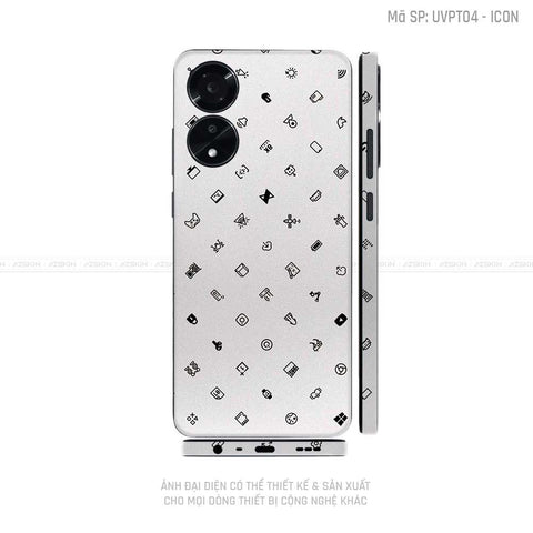 Miếng Dán Skin Điện Thoại OPPO A Series Vân Nổi ICON Trắng | UVPT04
