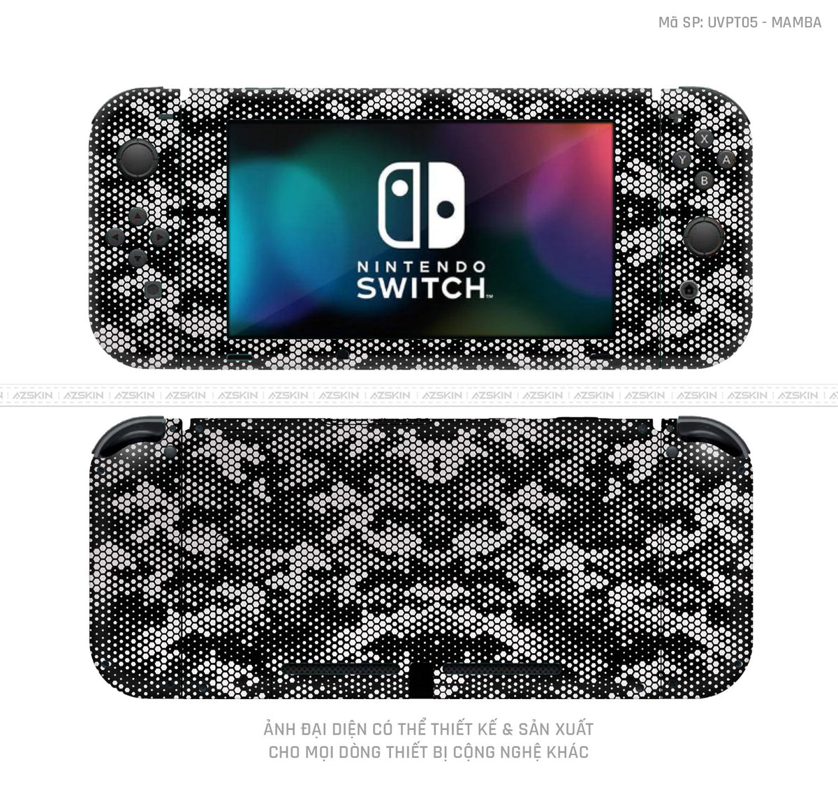 Dán Skin Máy Chơi Game Nintendo Switch Vân Mamba Trắng | UVPT05