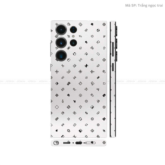 Dán Skin Samsung Galaxy S24 Series Vân Nổi ICON Trắng | UVPT04