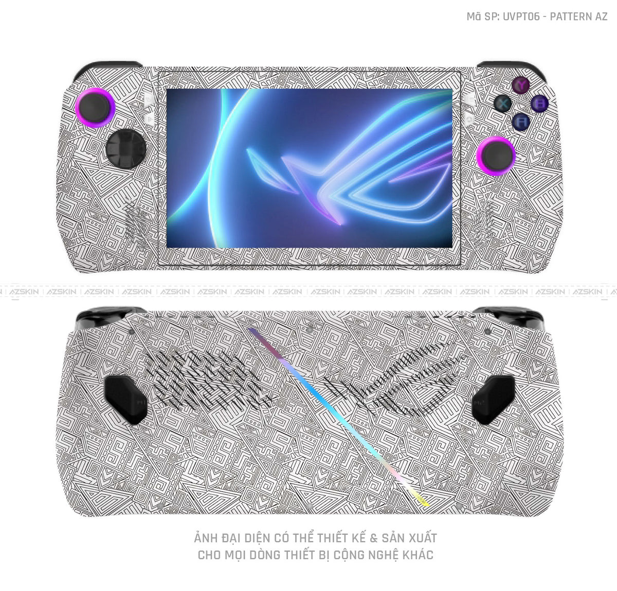 Dán Skin Máy Chơi Game Asus ROG Vân Pattern AZ Trắng | UVPT06
