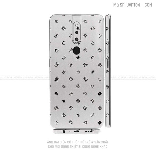 Miếng Dán Skin Điện Thoại OPPO F Series Vân Icon Trắng | UVPT04