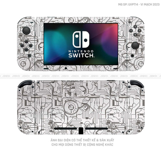 Dán Skin Máy Chơi Game Nintendo Switch Vân Vi Mạch 2023 Trắng | UVPT14