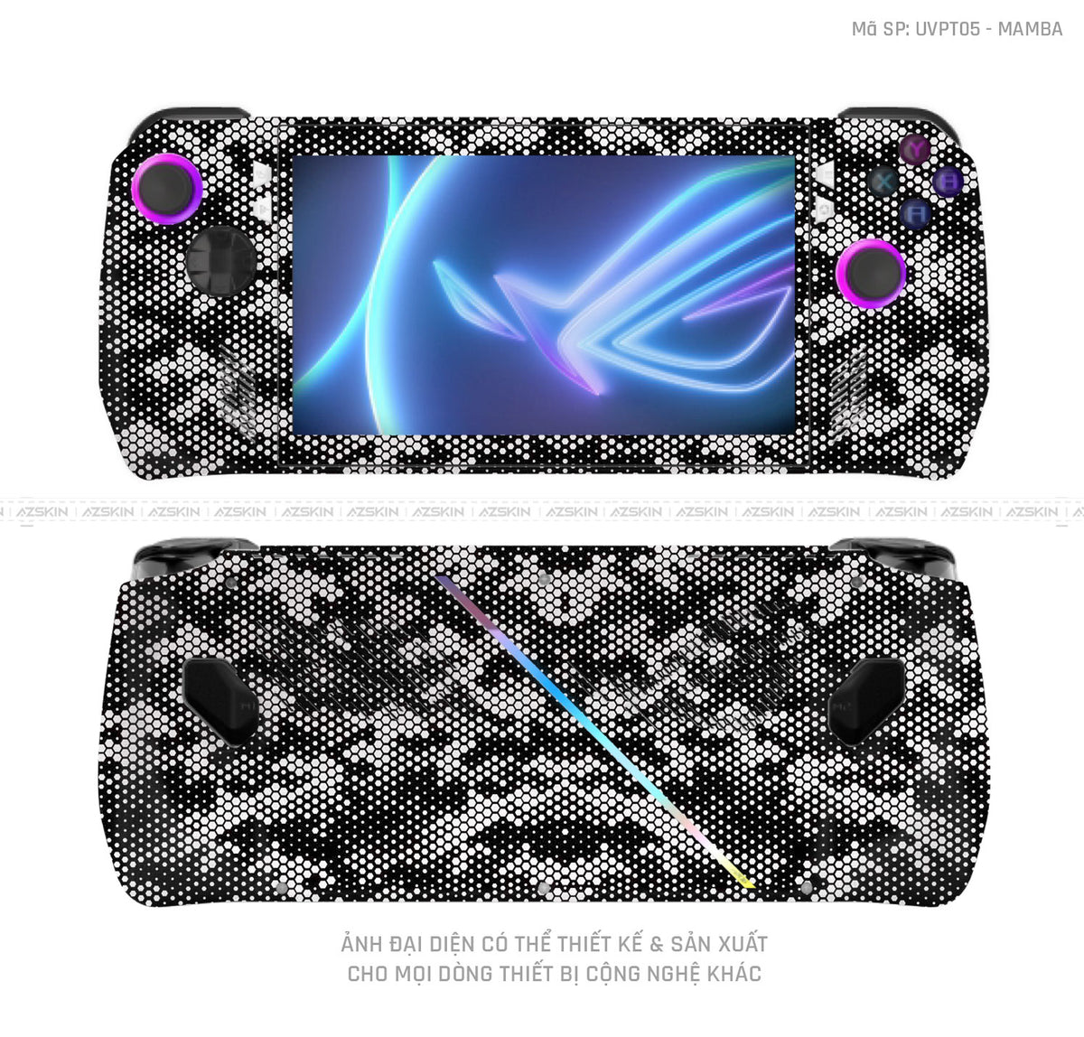 Dán Skin Máy Chơi Game Asus ROG Vân Mamba Trắng | UVPT05