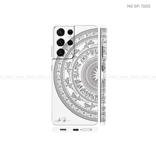 Dán Skin Galaxy S21 Series Vân Nổi Trống Đồng Trắng | TD03