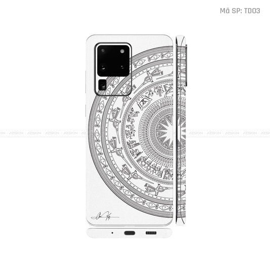 Dán Skin Galaxy S20 Series Vân Nổi Trống Đồng Trắng | TD03