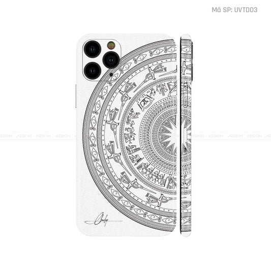 Dán Skin IPhone 11 Series Vân Trống Đồng Trắng | UVTD03
