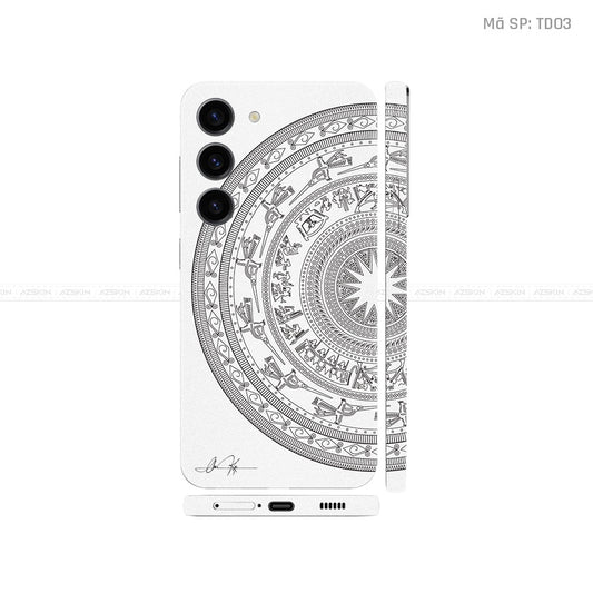Dán Skin Galaxy S23 Series Vân Nổi Trống Đồng Trắng | TD03