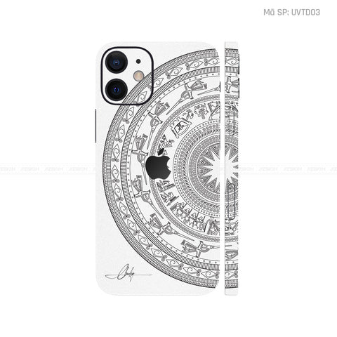 Dán Skin IPhone 12 Series Vân Trống Đồng Trắng | UVTD03