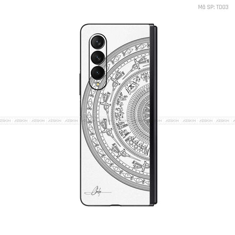 Dán Skin Galaxy Z Fold3 Vân Nổi Trống Đồng Trắng | TD03