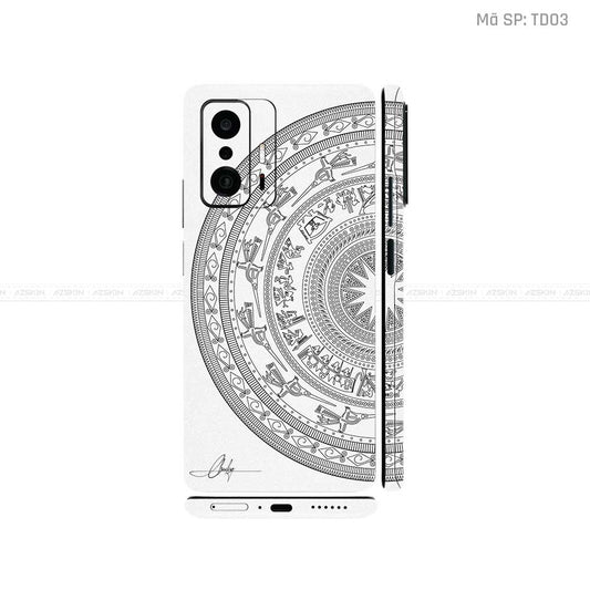 Dán Skin Xiaomi 11 Series Vân Nổi Trống Đồng Trắng | TD03