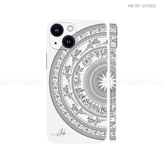 Dán Skin IPhone 14 Series Vân Trống Đồng Trắng | UVTD03