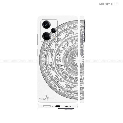 Dán Skin Xiaomi Redmi Note 12 Series Vân Nổi Trống Đồng Trắng | TD03