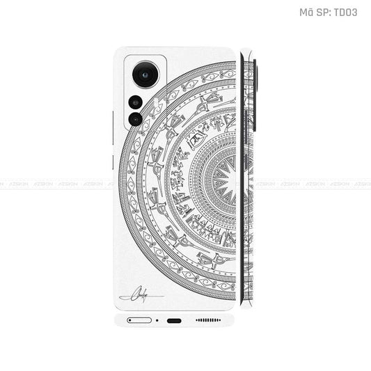 Dán Skin Xiaomi 12 Series Vân Nổi Trống Đồng Trắng | TD03