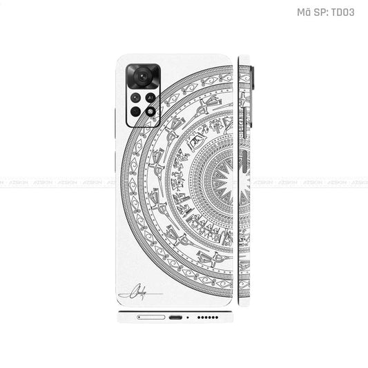 Dán Skin Xiaomi Redmi Note 11 Series Vân Nổi Trống Đồng Trắng | TD03