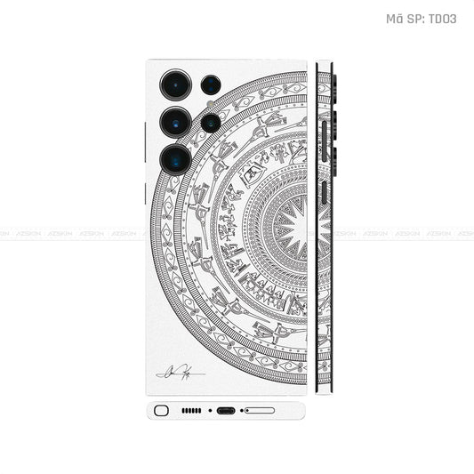 Dán Skin Galaxy S23 Series Vân Nổi Trống Đồng Trắng | TD03