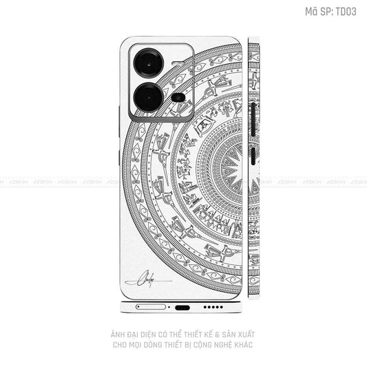 Dán Skin Vivo V Series Vân Nổi Trống Đồng White | TD03