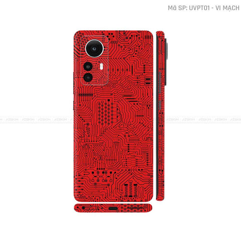 Dán Skin Xiaomi 12 Series Vân Nổi Vi Mạch Đỏ | UVPT01