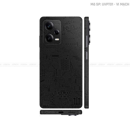 Dán Skin Xiaomi Redmi Note 12 Series Vân Nổi Vi Mạch Đen | UVPT01