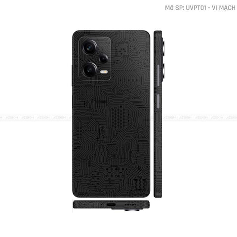 Dán Skin Xiaomi Redmi Note 12 Series Vân Nổi Vi Mạch Đen | UVPT01