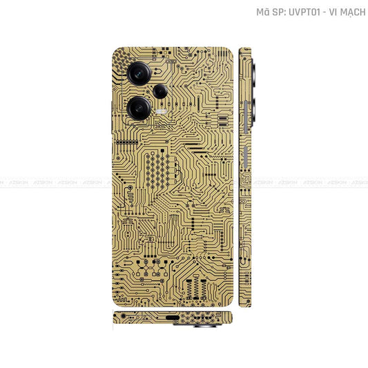 Dán Skin Xiaomi Redmi Note 12 Series Vân Nổi Vi Mạch Vàng Đồng | UVPT01